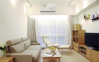 日式风格整体一室客厅白色背景墙装修图