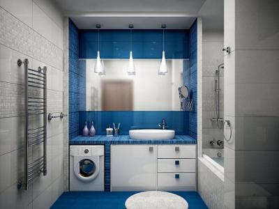 白蓝现代简约风格创意卫生间洗手台设计